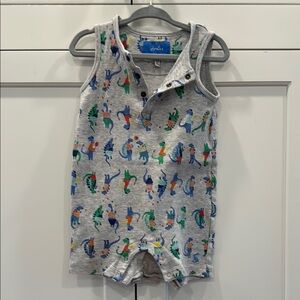 Joules Gray Dinosaur Baby Romper